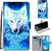 Voor OPPO F17 Pro / A93 4G / Reno4 Lite / Reno4 F Gekleurde tekening Cross Texture Horizontale Flip PU lederen tas met houder & kaartsleuven & portemonnee & lanyard (Dick Rose Wolf)