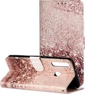 Voor Huawei Y6p Gekleurde Tekening Marmer Patroon Horizontale Flip PU Lederen Case met Houder & Kaartsleuven & Portemonnee (Rose Goud)