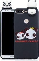 Voor Huawei Honor 7C schokbestendige cartoon TPU beschermhoes (twee panda's)