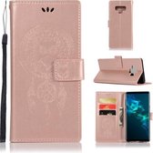 Windgong Uil Embossing Patroon Horizontale Leren Flip Case met Houder & Kaartsleuven & Portemonnee Voor Galaxy Note9 (Rose Goud)