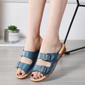 Fashion Casual Metal Buckle Wear Sandals voor Dames (Kleur: Blauw Maat: 39)