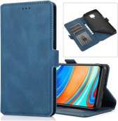 Voor Geschikt voor Xiaomi Redmi Note 9 Pro Retro Magnetische Sluiting Horizontale Flip Leren Case met Houder & Kaartsleuven & Fotolijst & Portemonnee (Blauw)