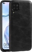 Voor Huawei Nova 6 SE Crazy Horse Getextureerd Kalfsleer PU + PC + TPU Case (Zwart)