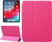 Horizontale lederen flip-hoes in effen kleur voor iPad Pro 12,9 inch (2018), met drie-uitklapbare houder en wek- / slaapfunctie (magenta)