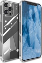 Hoog transparant TPU zacht frame + glazen achterkant fijn gat beschermhoes voor iPhone 12 Pro (transparant)