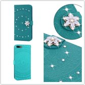 Voor iPhone 11 Pro Pressed Printing Sticking Drill Pattern Horizontale Flip PU lederen tas met houder & kaartsleuven & portemonnee & & lanyard (grasgroen)