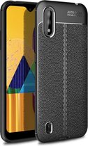 Voor Samsung Galaxy M01 Litchi Texture TPU schokbestendig hoesje (zwart)