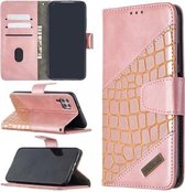 Voor Huawei P40 Lite Bijpassende Kleur Krokodil Textuur Horizontale Flip PU Lederen Case met Portemonnee & Houder & Kaartsleuven (Rose Goud)