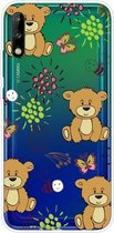 Voor Huawei Enjoy 10 schokbestendig geverfd transparant TPU beschermhoes (kleine bruine beer)