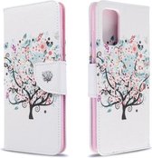 Voor Galaxy S20 Ultra Gekleurde Tekening Patroon Horizontale Flip Leren Case met Houder & Kaartsleuven & Portemonnee (Kleine Boom)