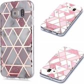 Voor Galaxy S6 edge Plating Marble Pattern Soft TPU beschermhoes (roze)