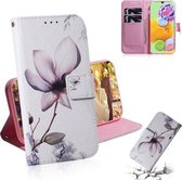 Voor Galaxy A90 5G Gekleurde Tekening Patroon Horizontale Flip PU Lederen Case met Houder & Kaartsleuven & Portemonnee (Magnolia)