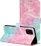 Voor Galaxy A51 Gekleurde tekening Marmerpatroon Horizontale flip PU lederen tas met houder & kaartsleuven & portemonnee (roze groen)