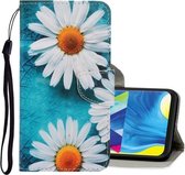 Voor Galaxy A20e 3D Gekleurde Tekening Horizontale Flip PU Lederen Case met Houder & Kaartsleuven & Portemonnee (Chrysanthemum)