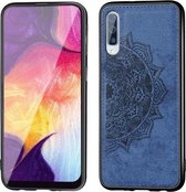 Voor Galaxy A50 Reliëf Mandala-patroon PC + TPU + stoffen telefoonhoes met draagkoord & magnetisch (blauw)