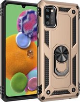 Voor Galaxy A41 schokbestendige TPU + pc-beschermhoes met 360 graden roterende houder (goud)