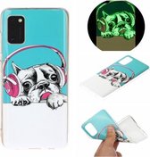 Voor Galaxy A41 Lichtgevende TPU mobiele telefoon beschermhoes (headset hond)