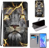 Voor Huawei Enjoy 20 Plus Gekleurde Tekening Cross Textuur Horizontale Flip PU Lederen Case met Houder & Kaartsleuven & Portemonnee & Lanyard (Fission Lion)