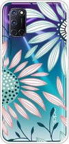 Voor OPPO A52 / A72 / A92 Gekleurde tekening Clear TPU Cover Beschermhoesjes (Roze Groene Bloem)