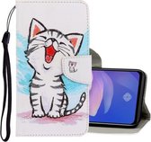 Voor Vivo Y91 / Y95 / Y91i 3D Gekleurde Tekening Horizontale Flip PU Lederen Case met Houder & Kaartsleuven & Portemonnee (Rode Mond Kat)