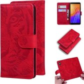 Voor Huawei Y5p Tiger Embossing Pattern Horizontale Flip lederen tas met houder & kaartsleuven & portemonnee (rood)