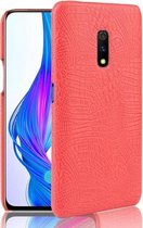 Schokbestendige krokodiltextuur pc + PU-hoes voor OPPO K3 / Realme X (rood)