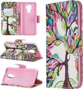 Voor Huawei Mate 30 Lite Gekleurde Tekening Horizontale Leren Flip Case met Houder & Kaartsleuven & Portemonnee (Life Tree)