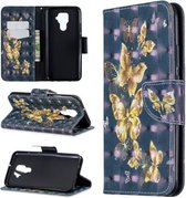 Voor Huawei Mate 30 Lite 3D Patroon Gekleurde Tekening Horizontale Flip Leren Case met Houder & Kaartsleuven & Portemonnee (zwarte Vlinder)