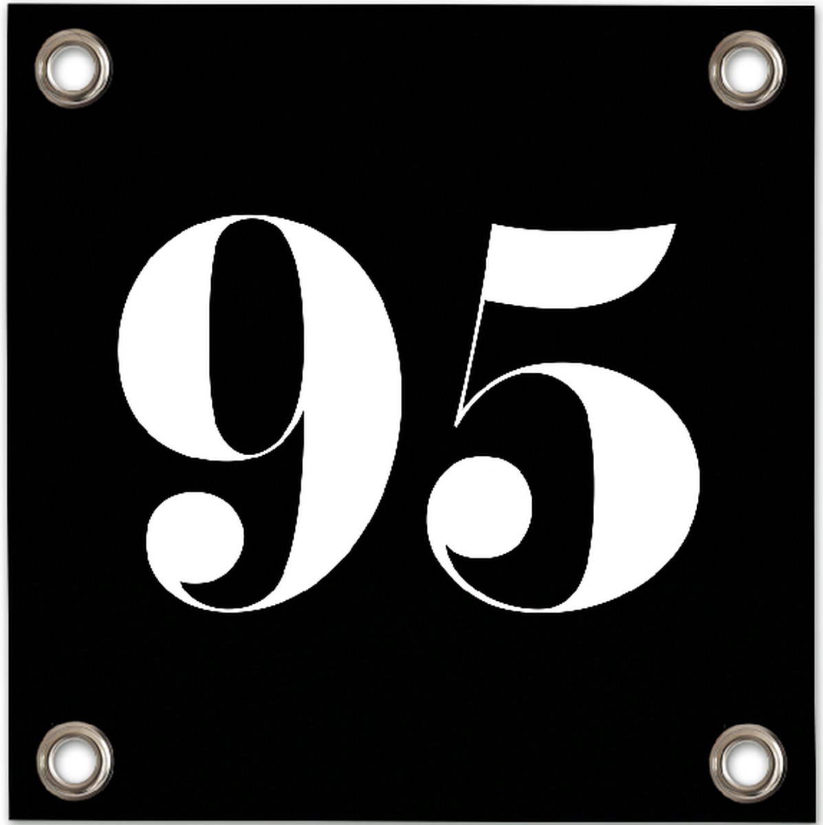 Huisnummer 95 zwart - Huisnummers - PVC- Vinyl- Zeildoek - 30x30cm