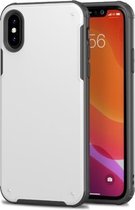 Voor iPhone X / XS Vierhoekige huid voelt schokbestendig TPU + pc-beschermhoes (wit)
