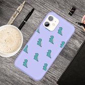 Voor iPhone 11 Cartoon Animal Pattern Shockproof TPU beschermhoes (paarse dinosaurussen)