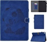 Voor iPad 10.2 Embossing Naaigaren Horizontaal geverfd plat lederen tas met slaapfunctie & pendeksel & antislipstrip & kaartsleuf & houder (blauw)