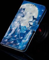 3D-schilderijpatroon Gekleurde tekening Horizontale flip PU lederen tas met houder & kaartsleuven en portemonnee voor Galaxy A30 / A20 (Wolf)