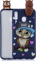 Voor Galaxy A30 schokbestendige cartoon TPU beschermhoes (blauwe uil)