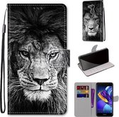 Voor Huawei Honor V9 Play Gekleurde Tekening Cross Textuur Horizontale Flip PU Lederen Case met Houder & Kaartsleuven & Portemonnee & Lanyard (B11 Zwart Wit Leeuwenkop)