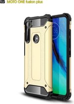 Voor Motorola One Fusion + Magic Armor TPU + pc combinatiebehuizing (goud)