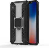 Iron Warrior schokbestendige TPU + pc-beschermhoes voor iPhone XS Max, met 360 graden rotatiehouder (zwart)