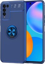 Voor Huawei Honor 10X Lite metalen ringhouder 360 graden roterende TPU-hoes (blauw + blauw)