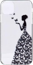 Stijlvol en mooi patroon TPU-valbeschermingshoes voor iPhone 11 Pro (vlindermeisje)