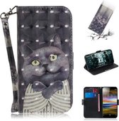 3D Schilderen Patroon Gekleurde Tekening Horizontale Flip Leren Case met Houder & Kaartsleuven & Portemonnee Voor Sony Xperia L3 (Hug Cat)