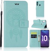 Windgong Uil Embossing Patroon Horizontale Leren Flip Case met Houder & Kaartsleuven & Portemonnee Voor Huawei Honor 10i / Honor 20 Lite (Groen)