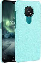 Voor Nokia 7.2 / 6.2 Shockproof Crocodile Texture PC + PU Case (lichtgroen)