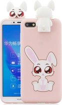 Voor Huawei Y5 (2018) Cartoon schokbestendige TPU beschermhoes met houder (konijn)