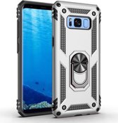 Armor Shockproof TPU + PC beschermhoes voor Galaxy S8 Plus, met 360 graden rotatiehouder (zilver)