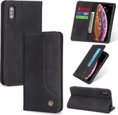 Voor iPhone XS / X POLA 008-serie Retro magnetische horizontale flip lederen tas met houder en kaartsleuven (zwart)