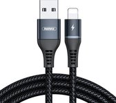 REMAX RC-152I 1m 2,4A USB naar 8-pins kleurrijke ademhalingsgegevenskabel (zwart)