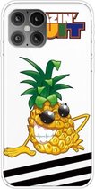 Voor iPhone 12/12 Pro schokbestendig geverfd transparant TPU beschermhoes (ananas)