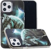Voor iPhone 12 Pro Max Painted Pattern TPU beschermhoes (Night Sky Wolf)