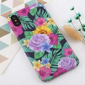 Voor iPhone X / XS Bloempatroon TPU Protecitve Case (Purple Flower)
