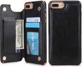 Voor iPhone 6 Plus / 6s Plus / 7 Plus / 8 Plus POLA TPU + PC-beplating Volledige dekking Beschermhoes met houder & kaartsleuven en fotolijst (zwart)